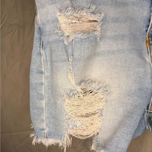 Wax Jean Light Blue Distressed Denim Shorts - Picture 3 of 7